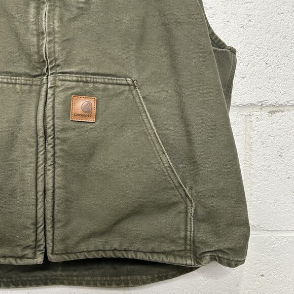 Y2K Carhartt Sherpa-Lined Vest “Army Green” V33 ARG - Picture 3 of 12